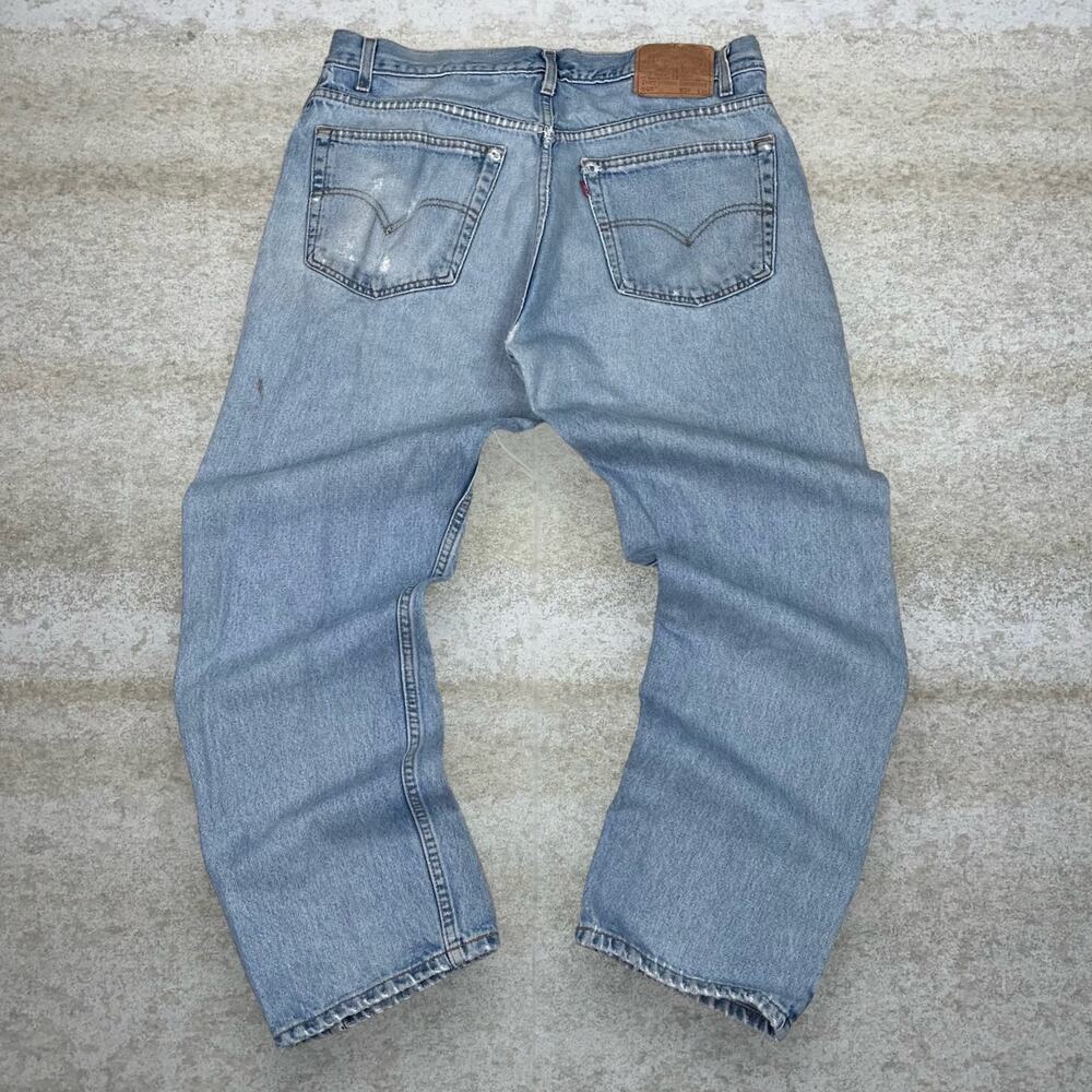 Vintage 90s Levis Jeans 505 38x30 Straight Fit Light Wash Denim Paper Tag
